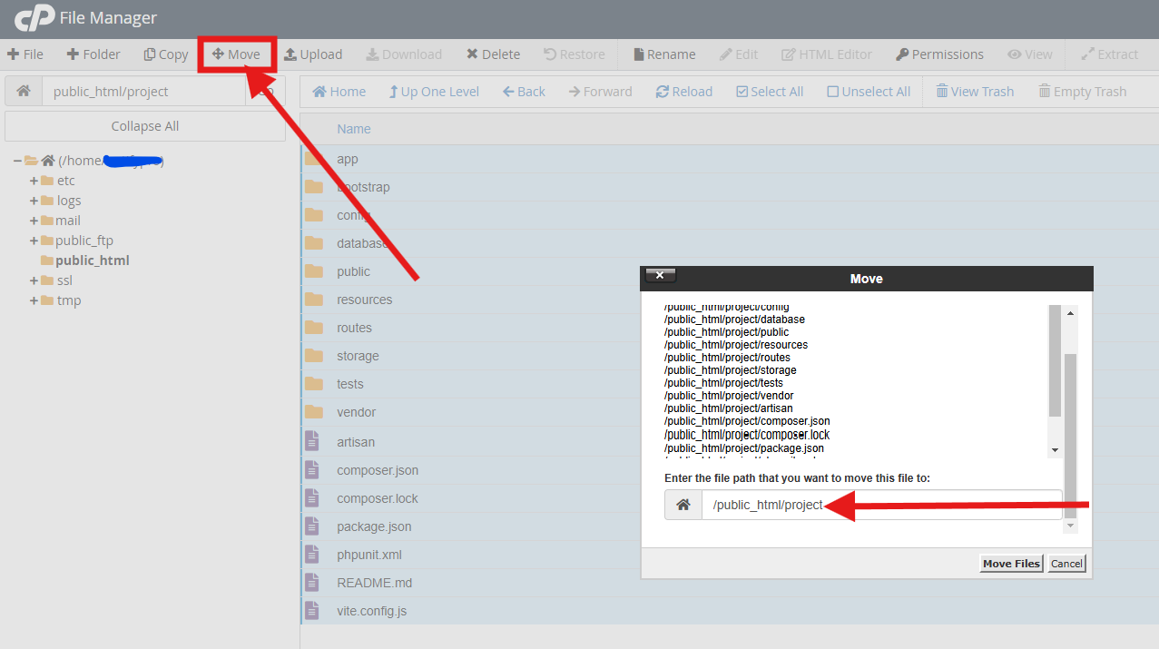 How to Upload Your Website (in 3 Simple Steps) 3 move files in file manager