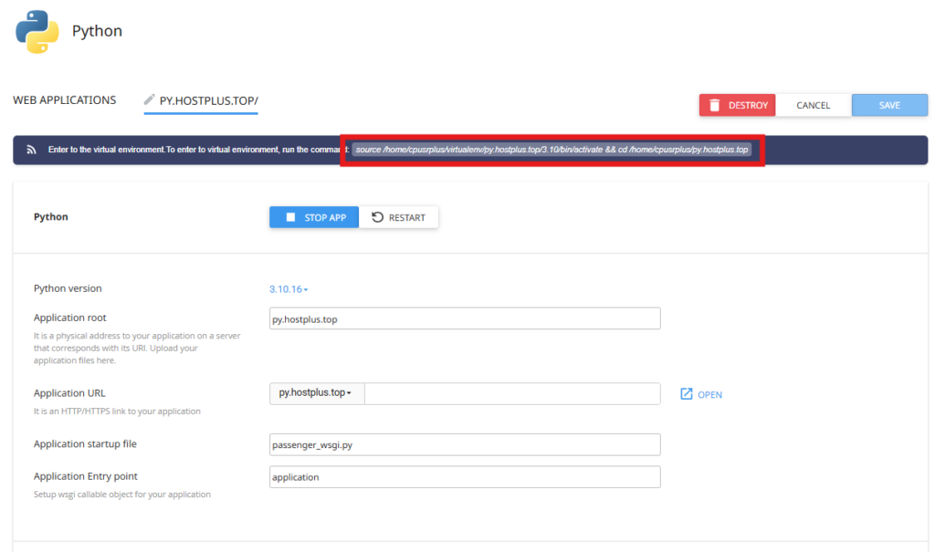 How to Deploy Django App on cPanel (The Ultimate Guide) 3 How to deploy Django App - Virtual Environment Path